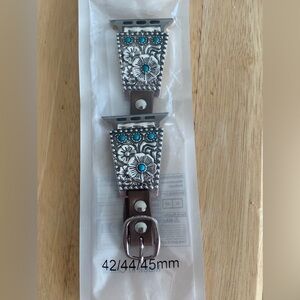 Silver and Turquoise Floral Apple Watch Band